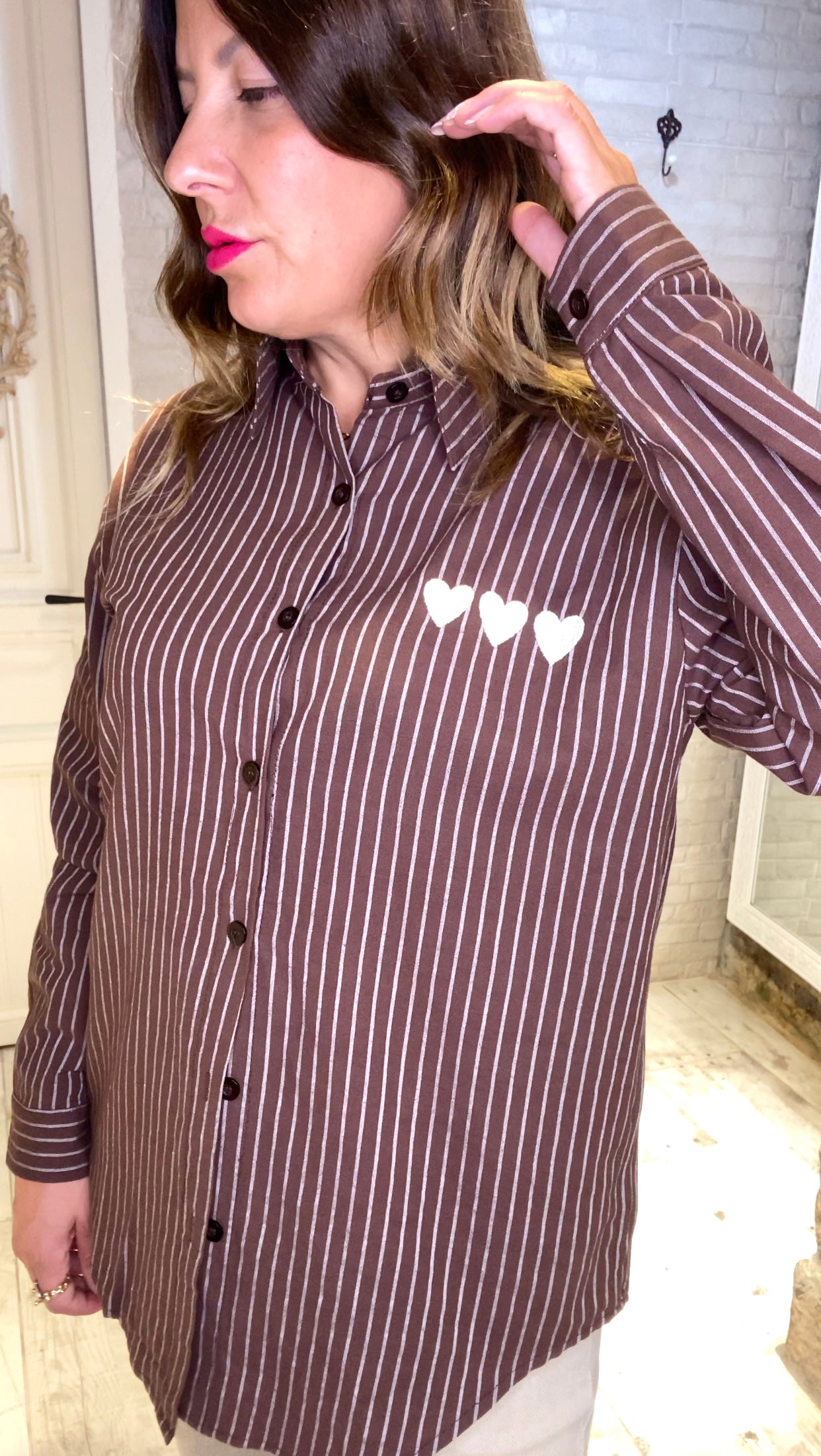 Blusa rayas Chocolate 3 corazones - Veronique