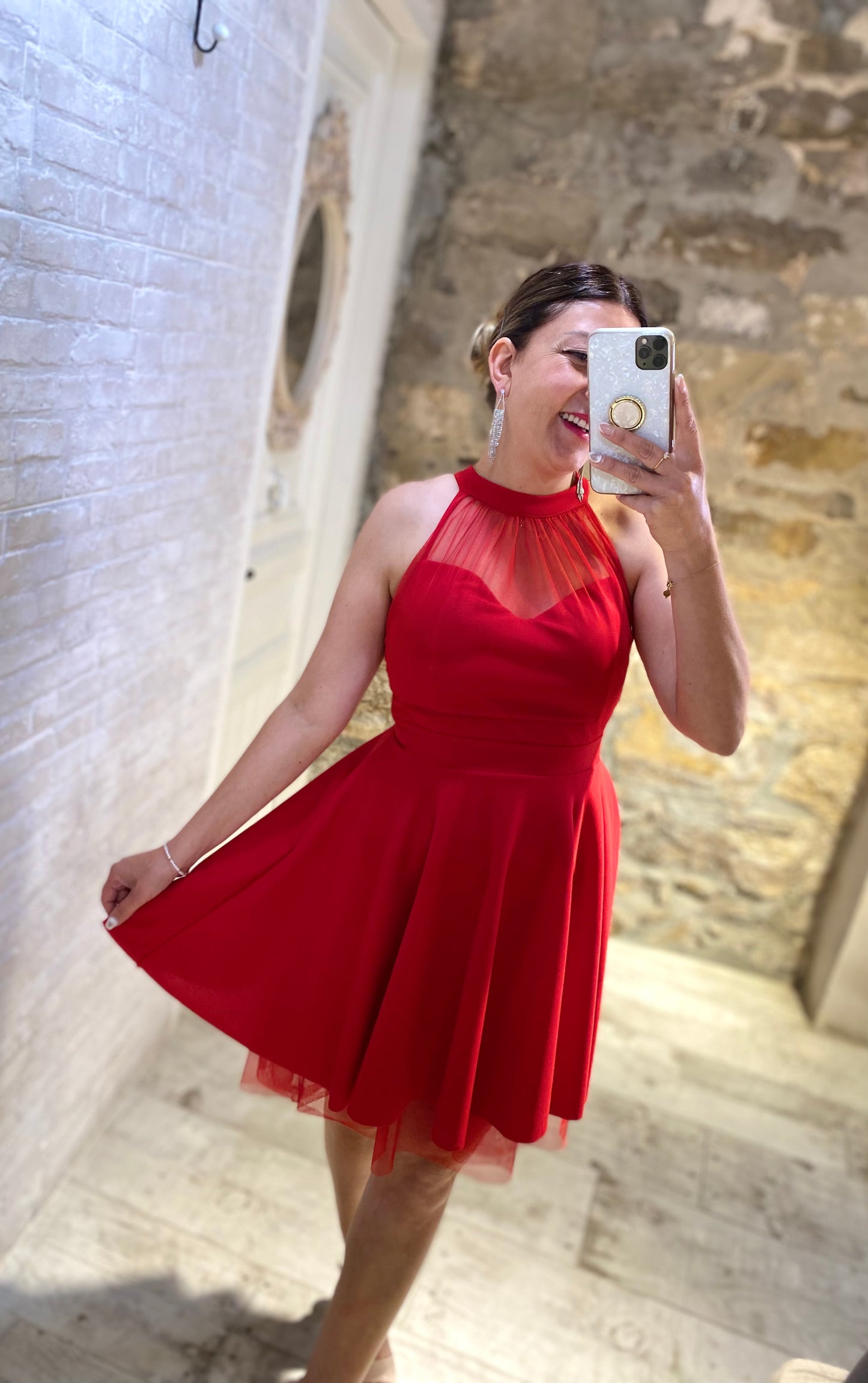 Vestido Leidy Rojo con volantes - Veronique