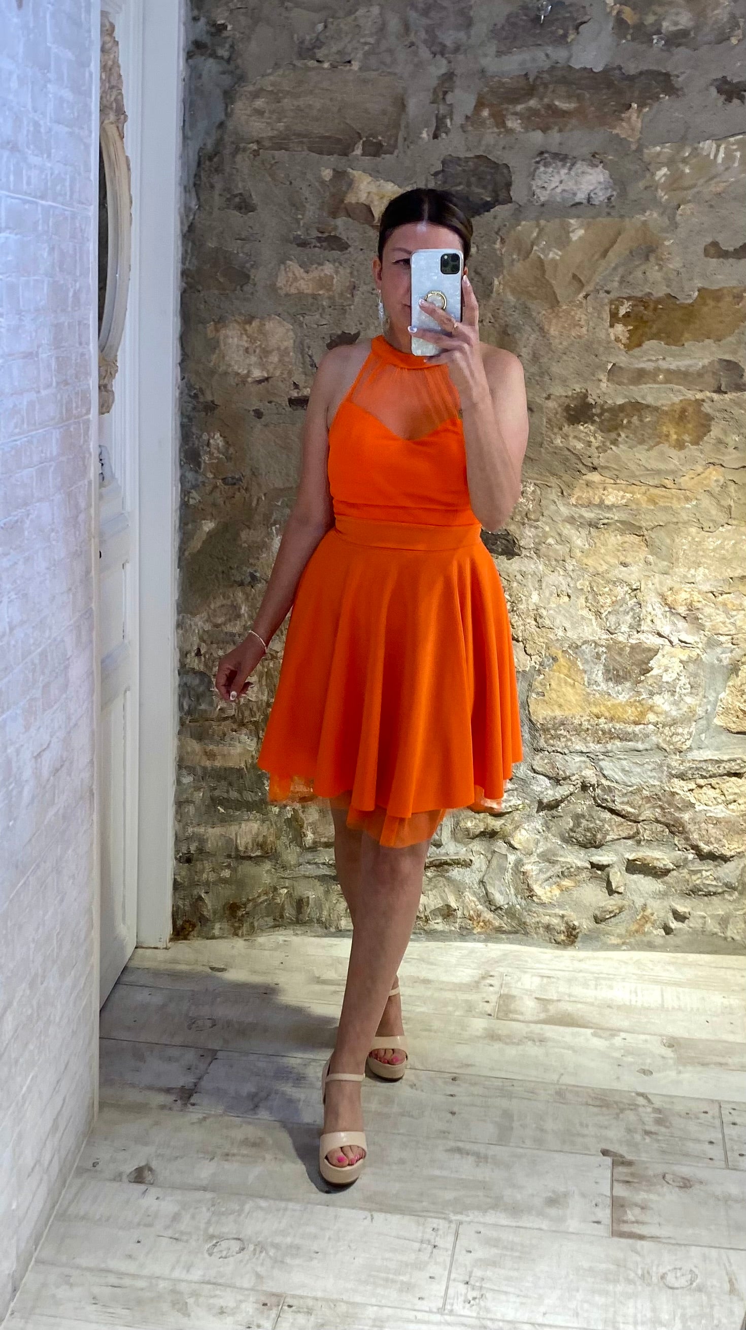 Vestido Laidy Naranja con volantes - Veronique