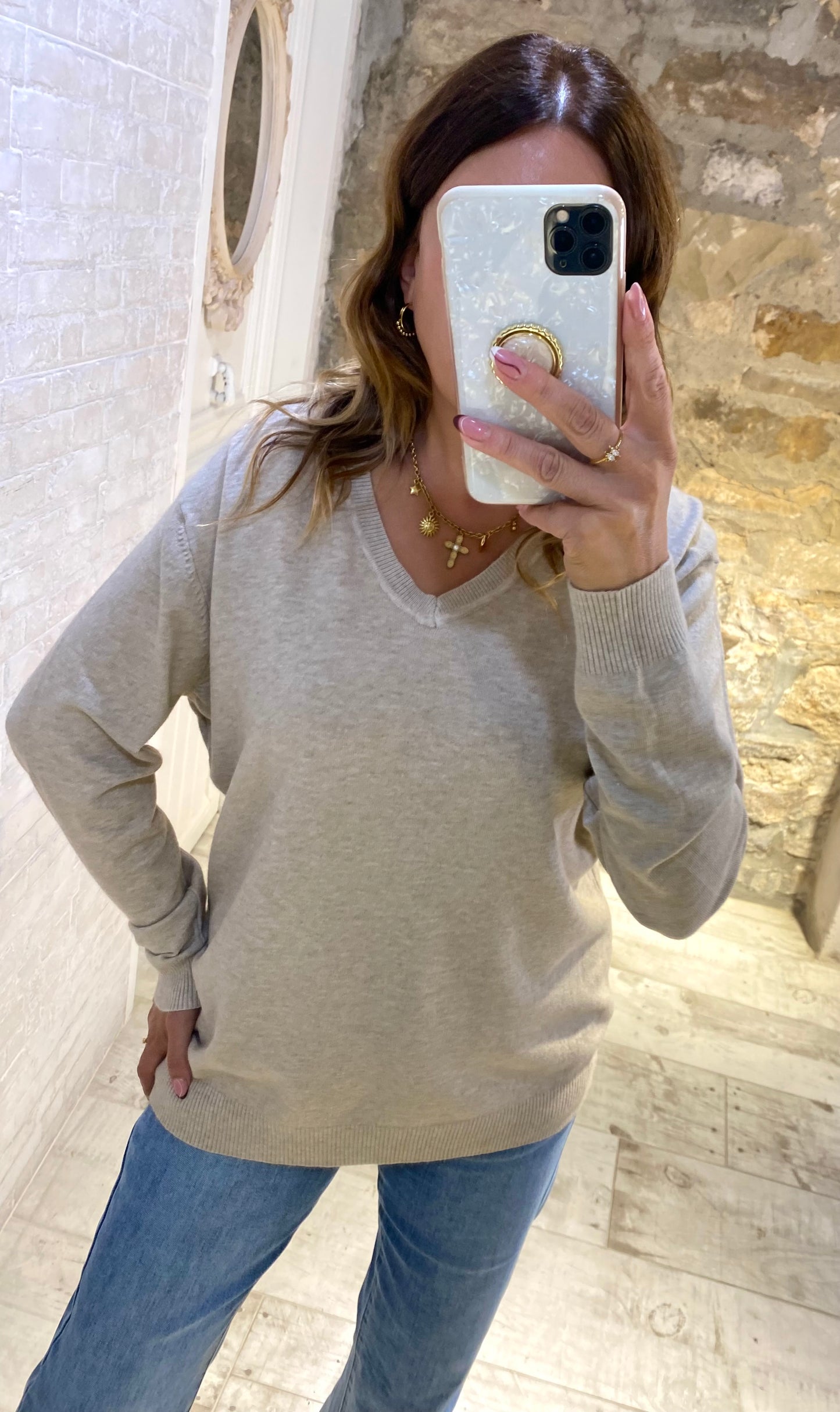 Jersey Beige Liso - Veronique