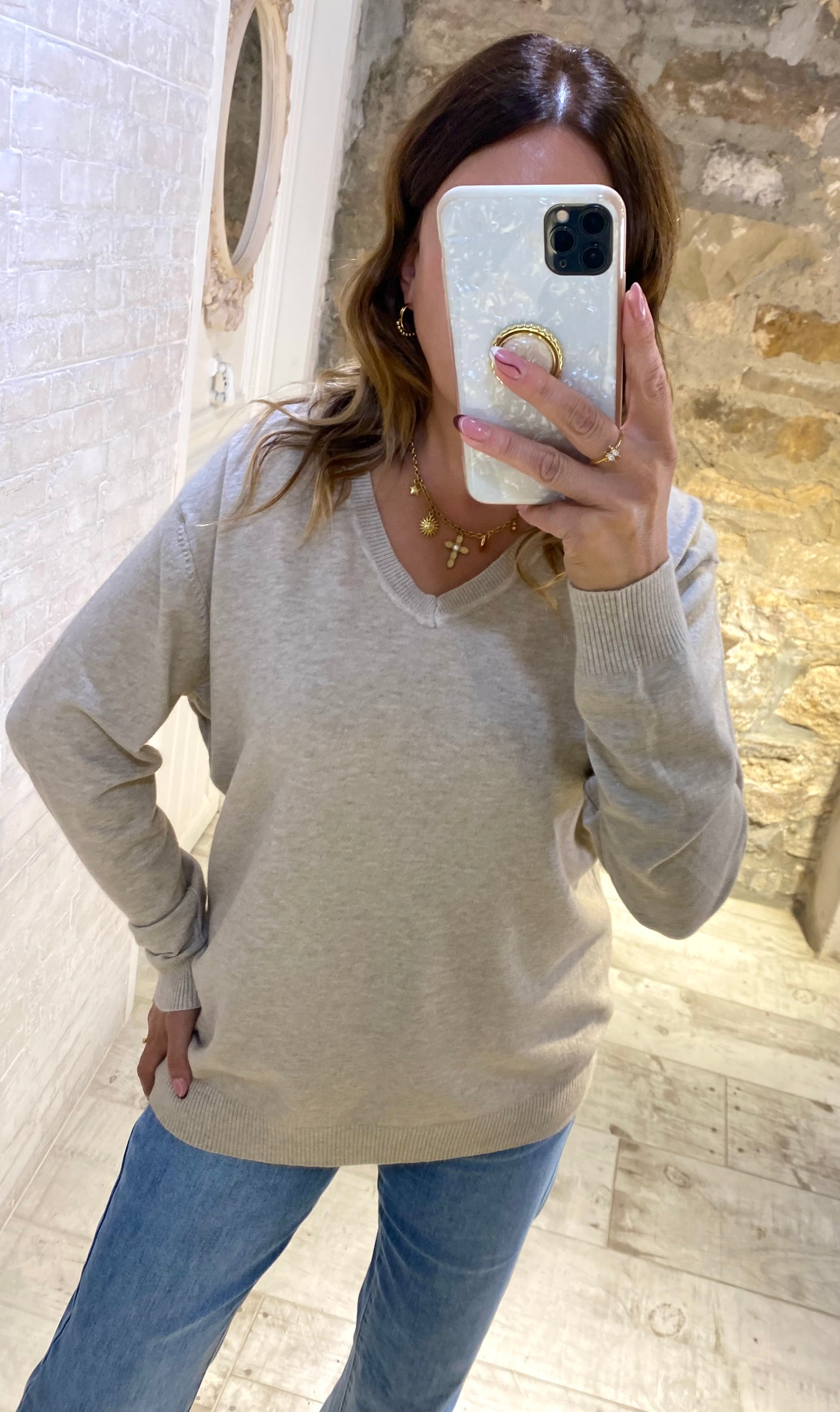 Jersey Beige Liso - Veronique