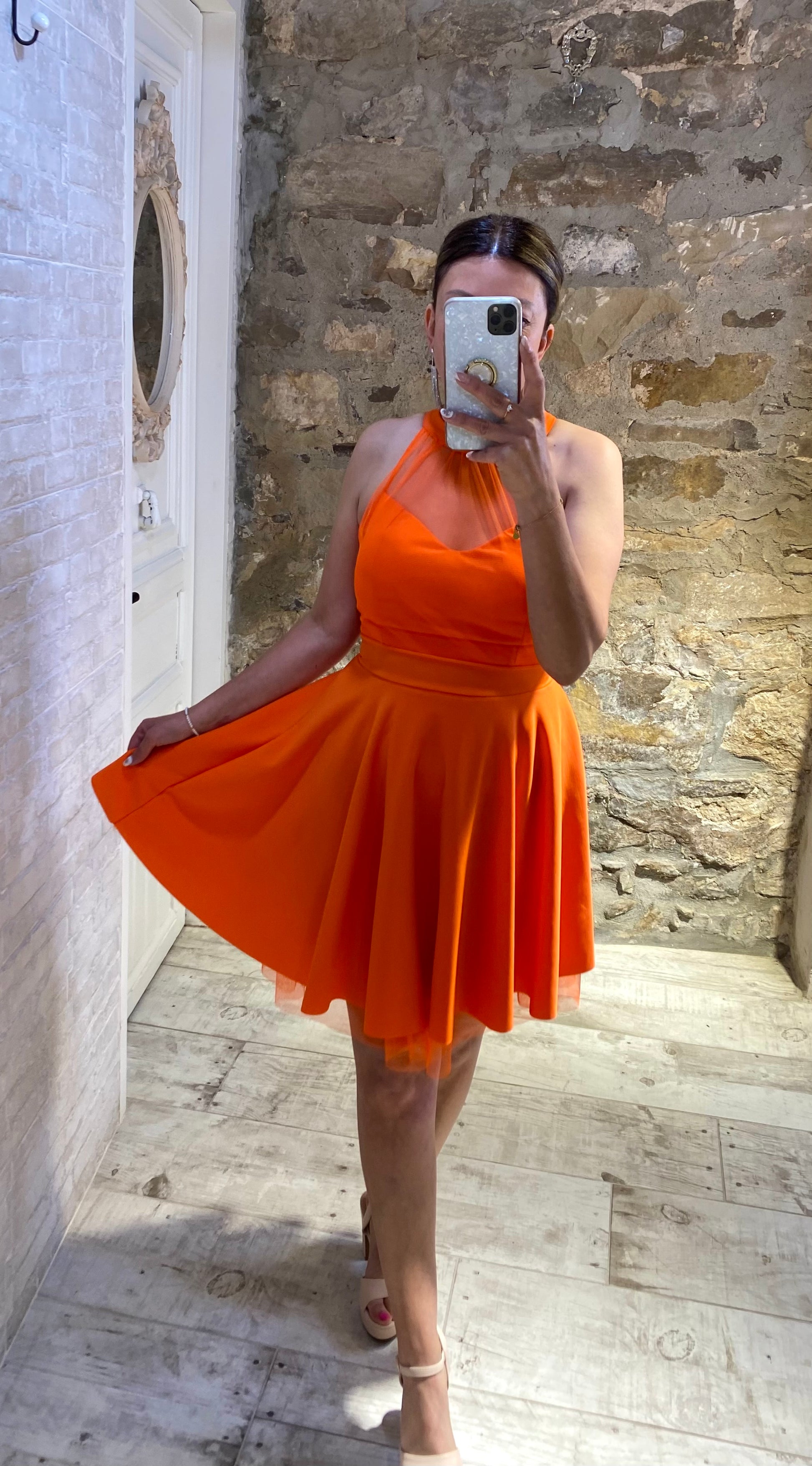 Vestido Laidy Naranja con volantes - Veronique