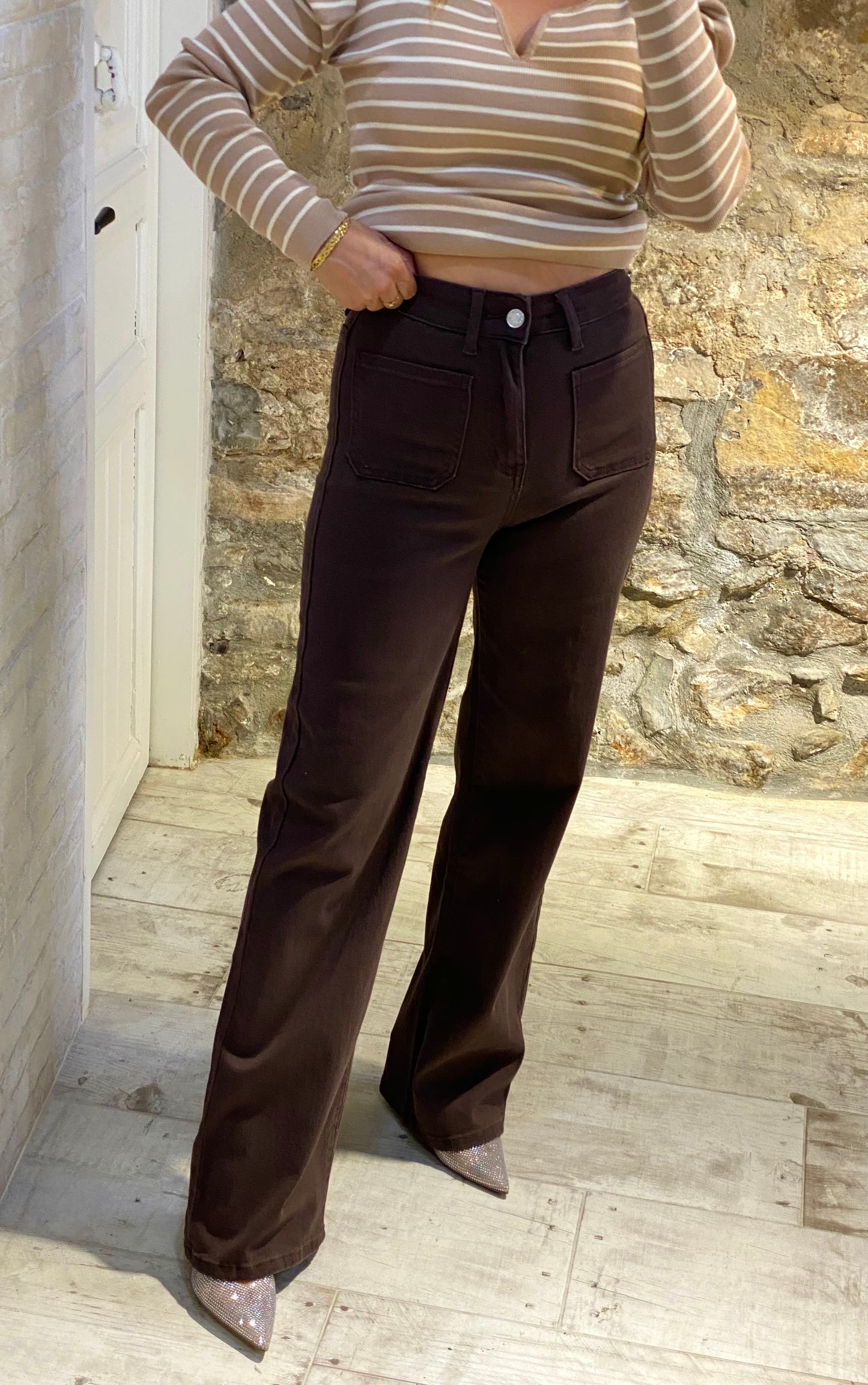 Pantalón Chocolte Bolsillos cuadrado - Veronique