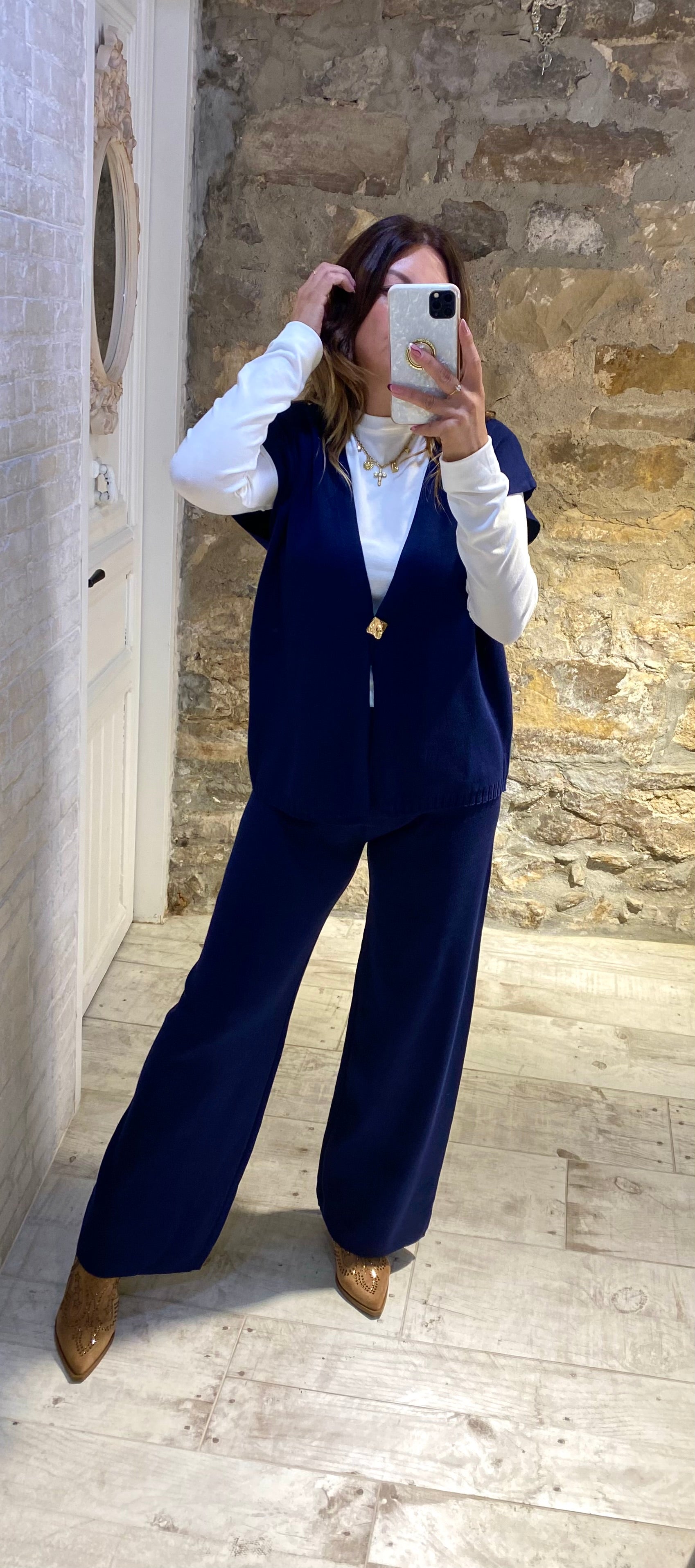 Conjunto Azul , chaleco 3 piezas - Veronique