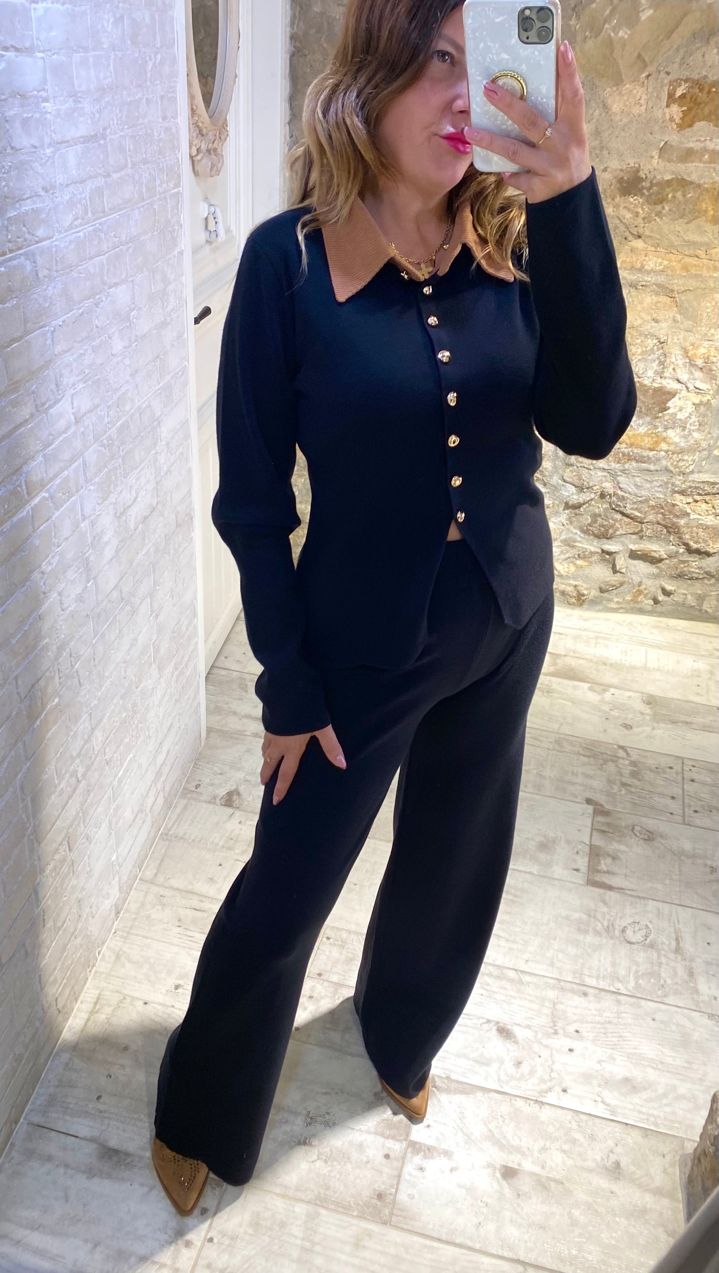 Conjunto Nadia Negro cuello pana - Veronique