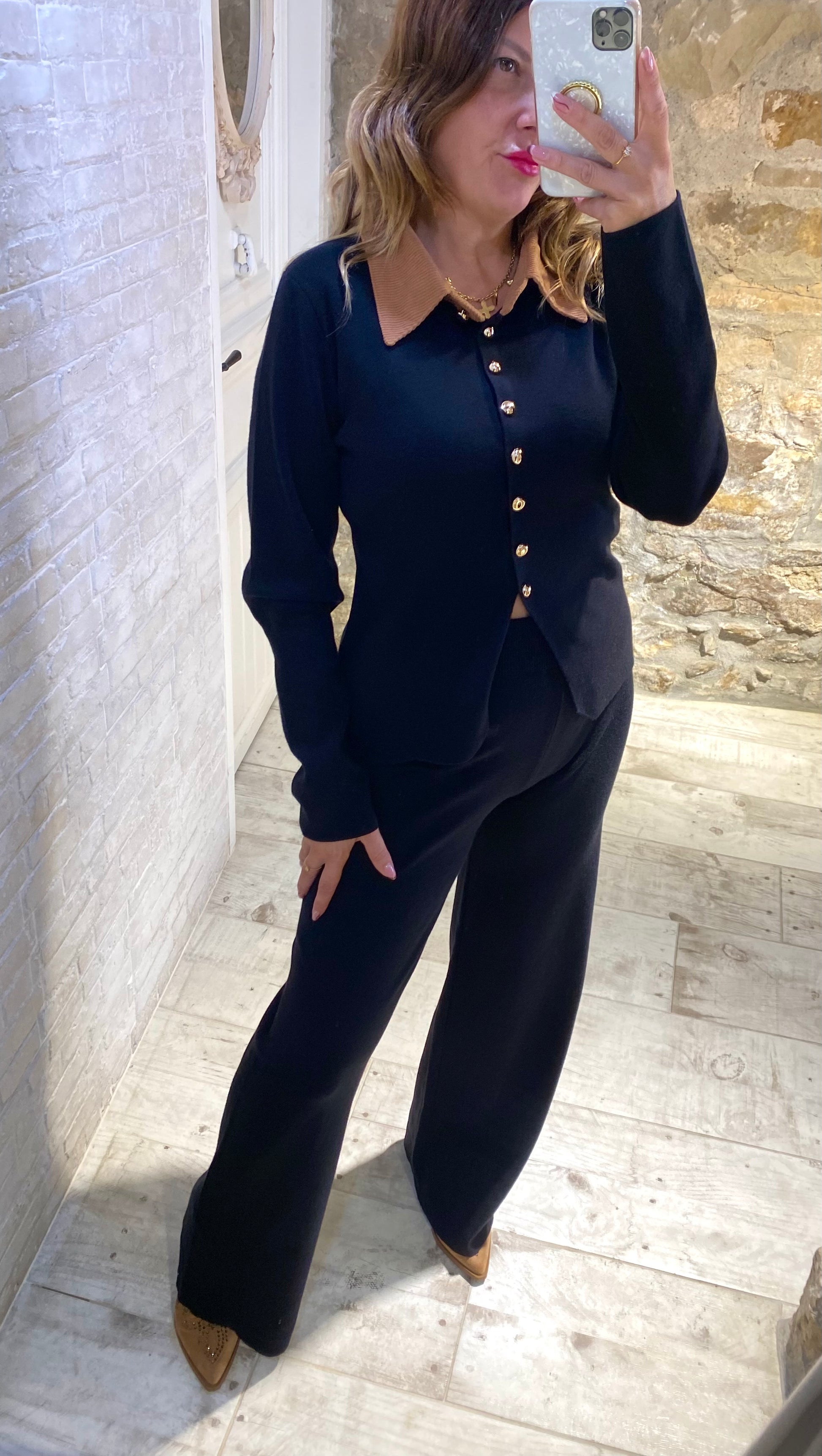 Conjunto Nadia Negro cuello pana - Veronique