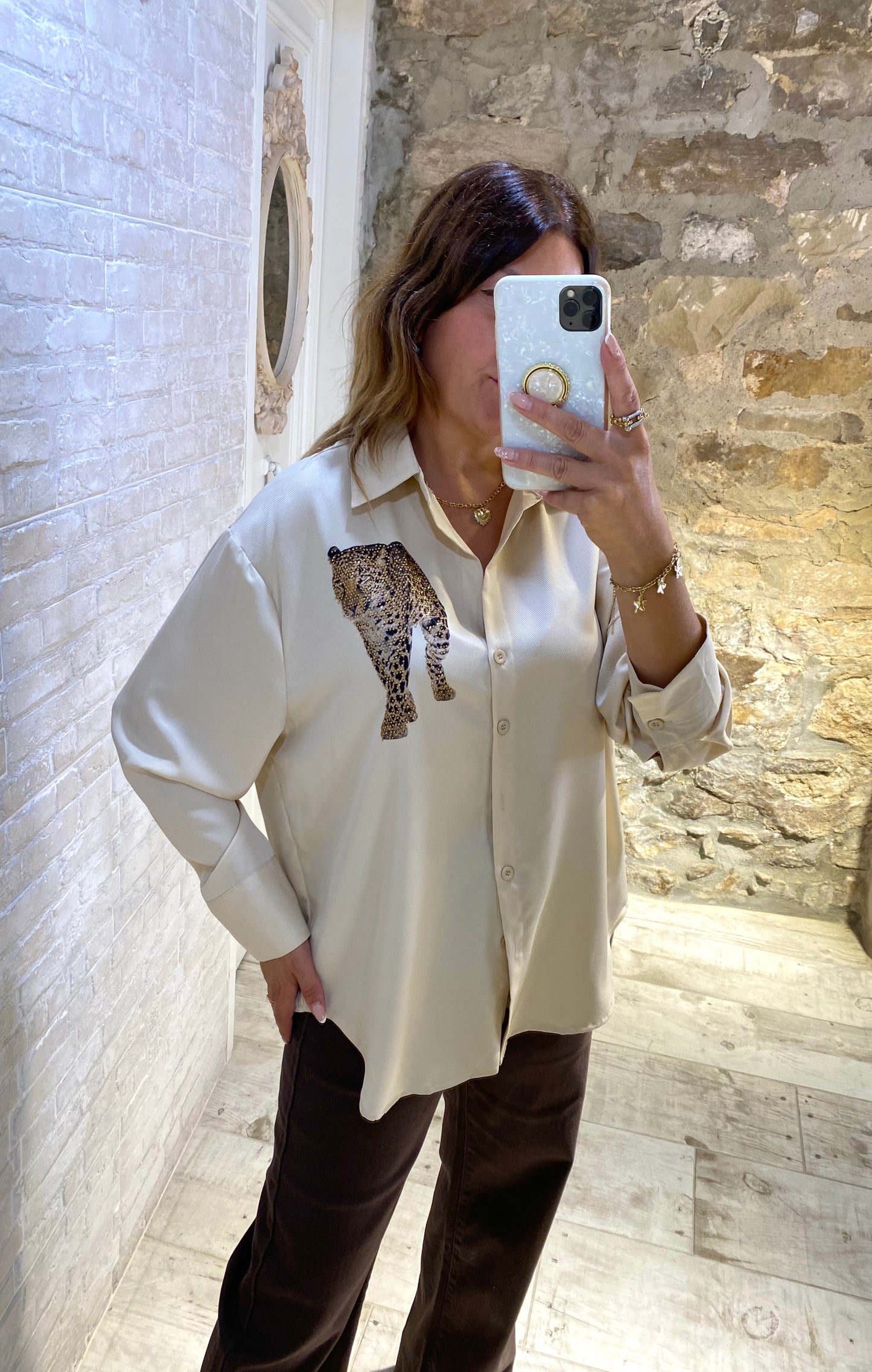 Camisa Beige Tigre - Veronique