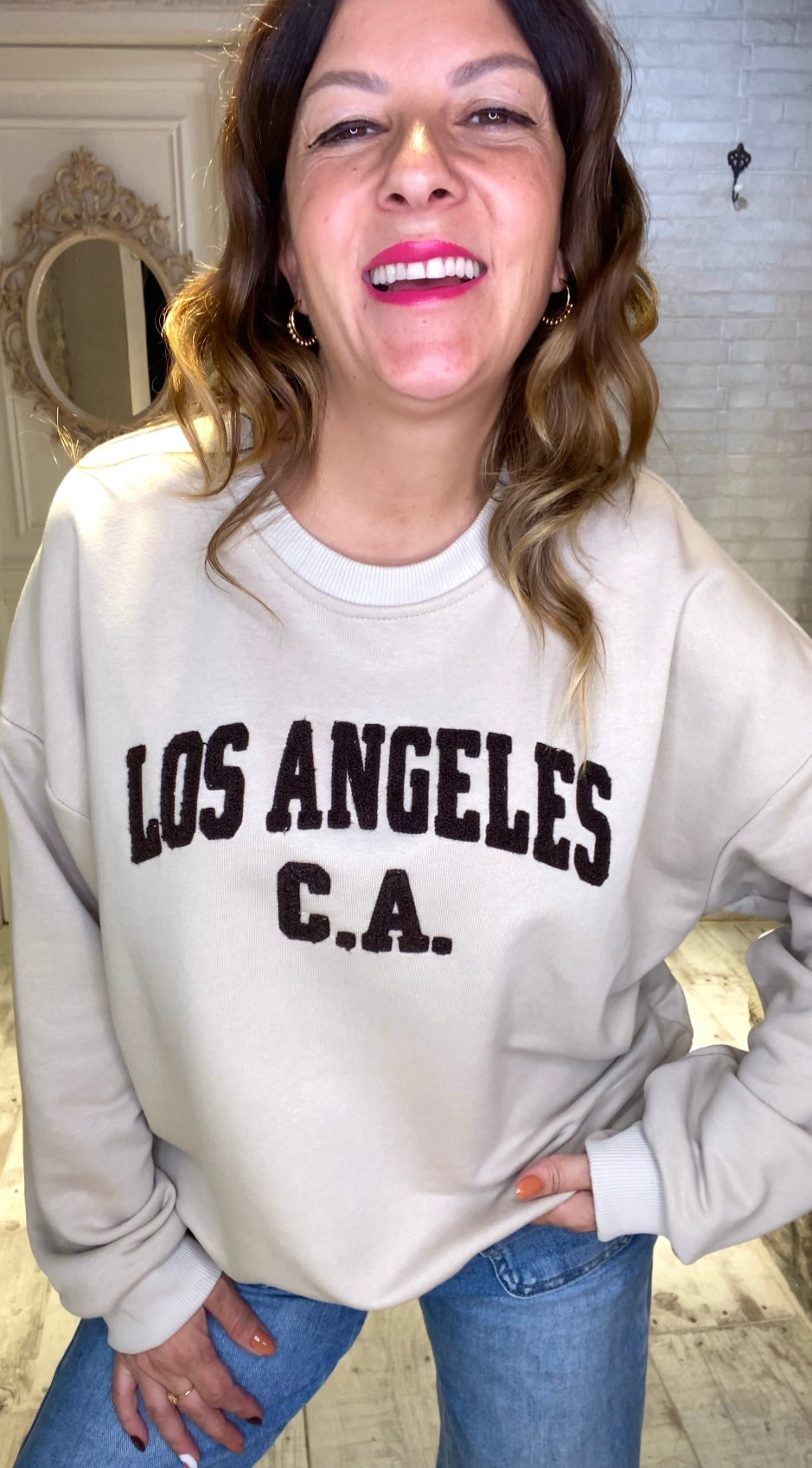 Sudadera Beige Los Angeles - Veronique