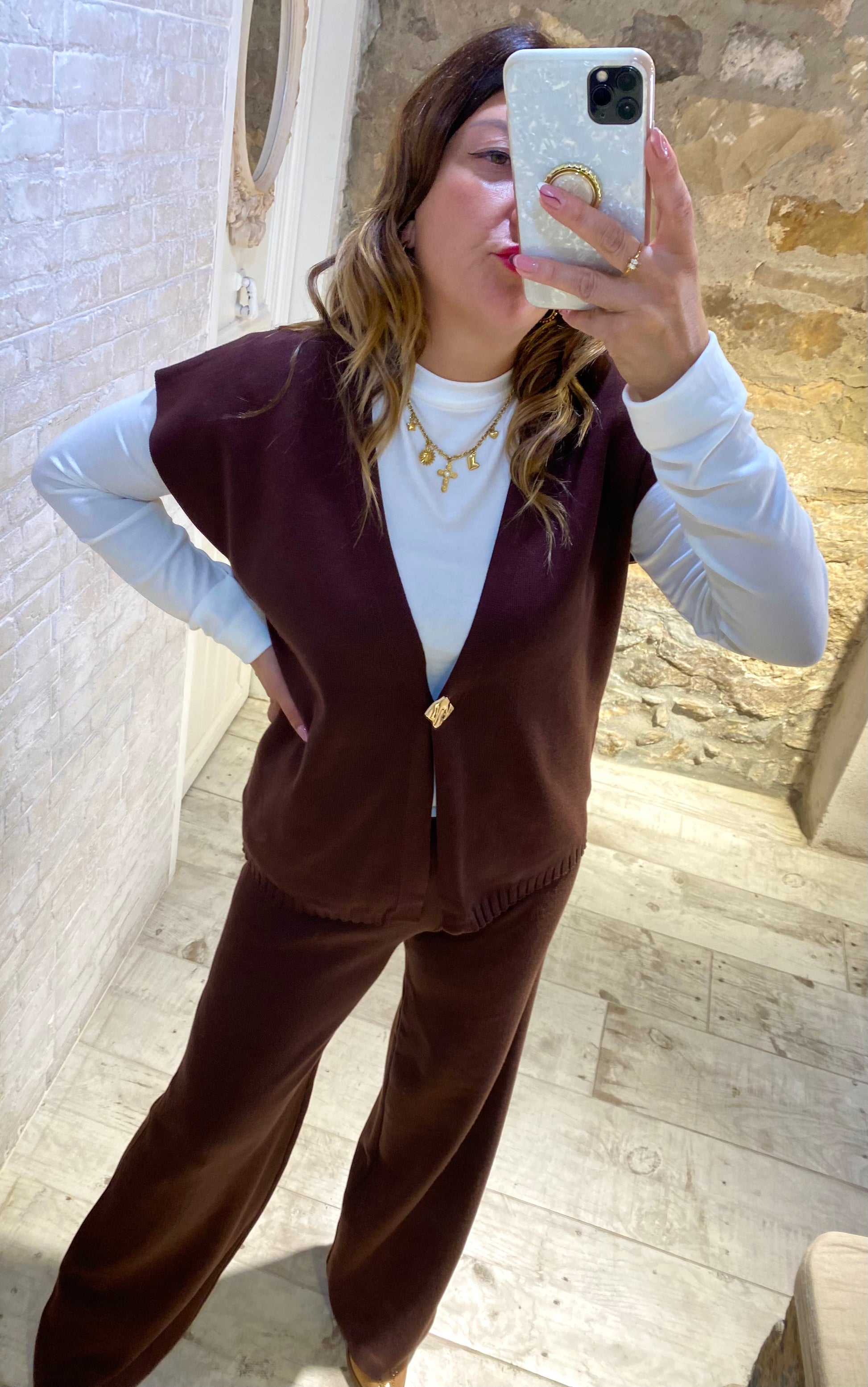 Conjunto Chocolate, chaleco 3 piezas - Veronique