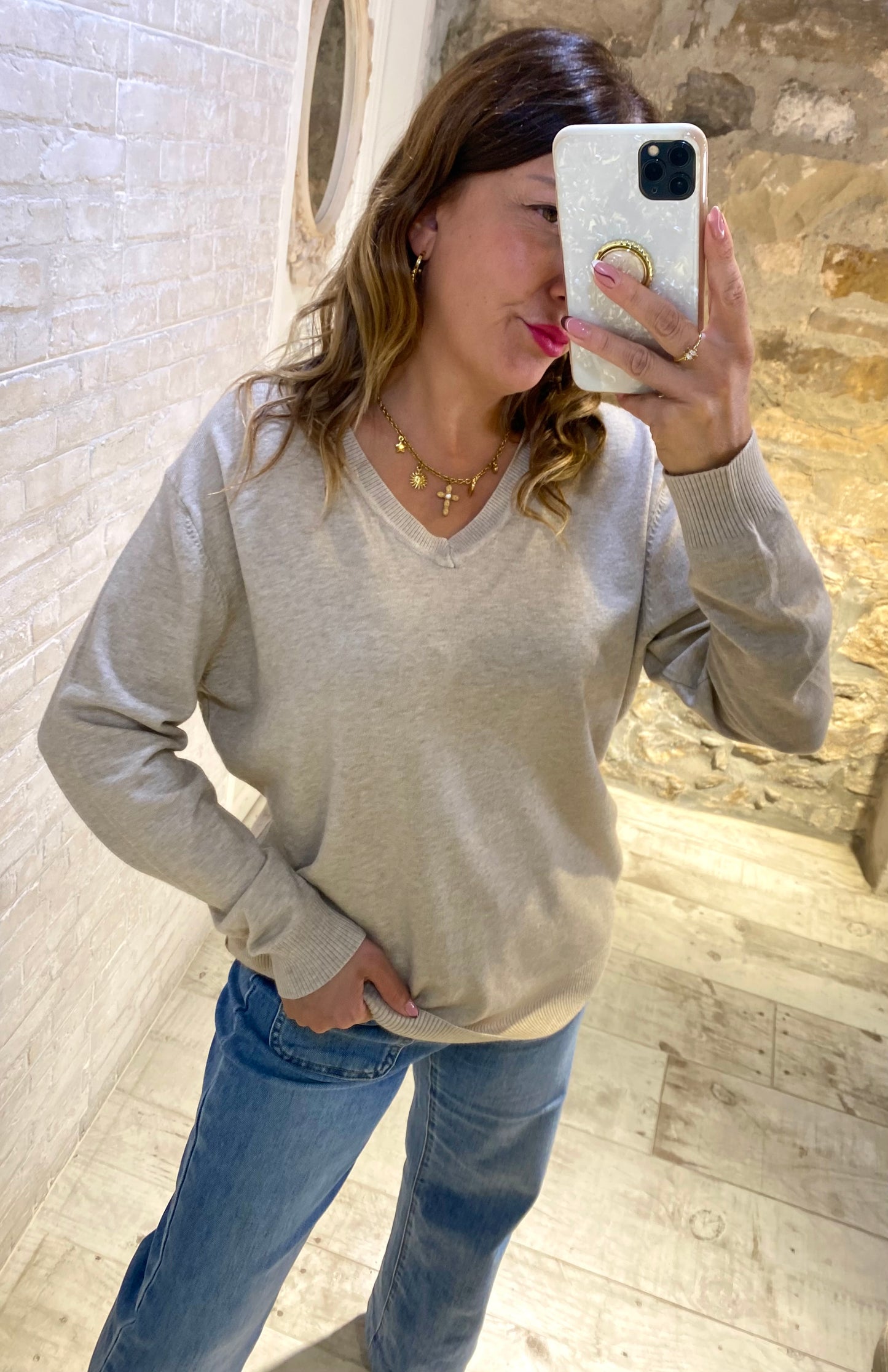 Jersey Beige Liso - Veronique