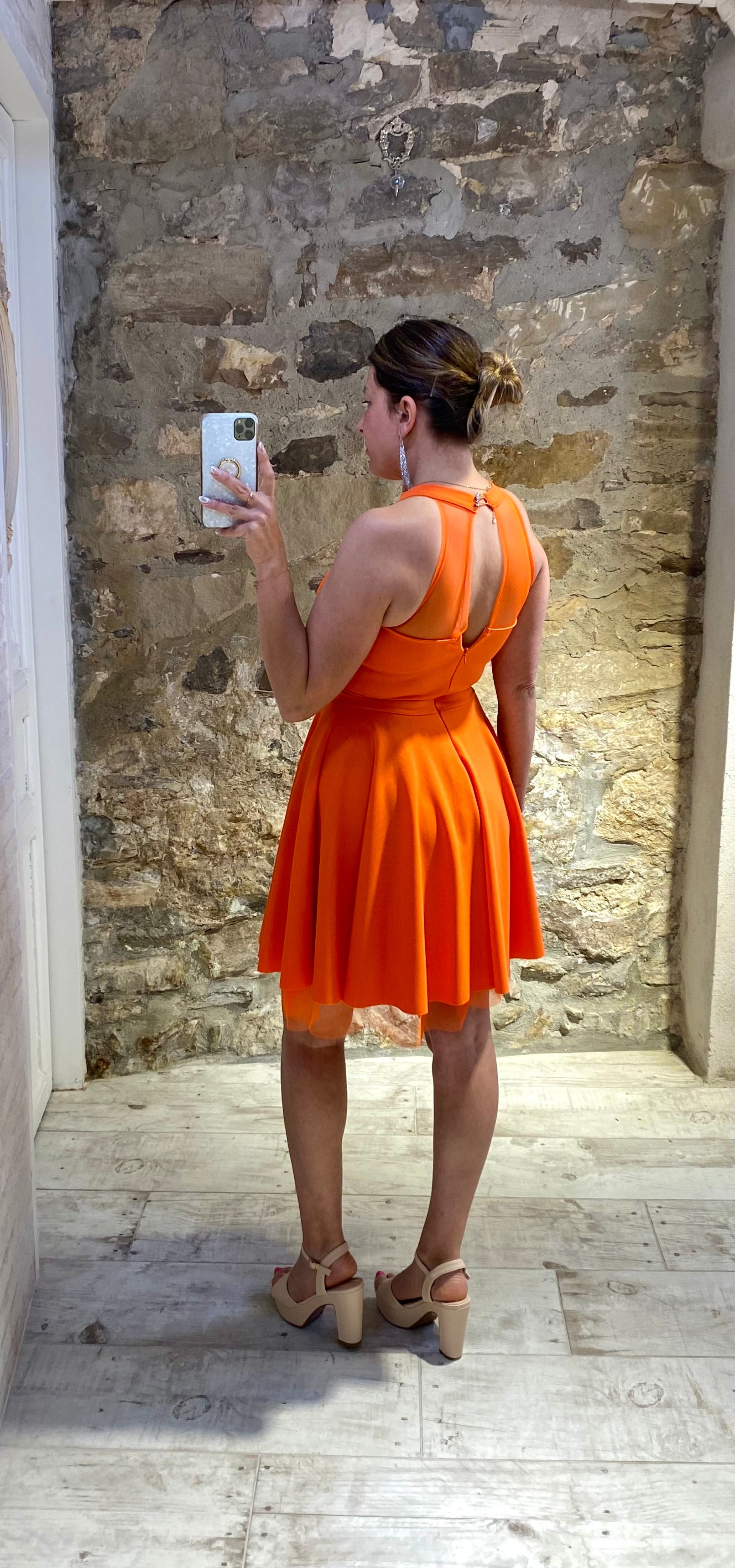 Vestido Laidy Naranja con volantes - Veronique