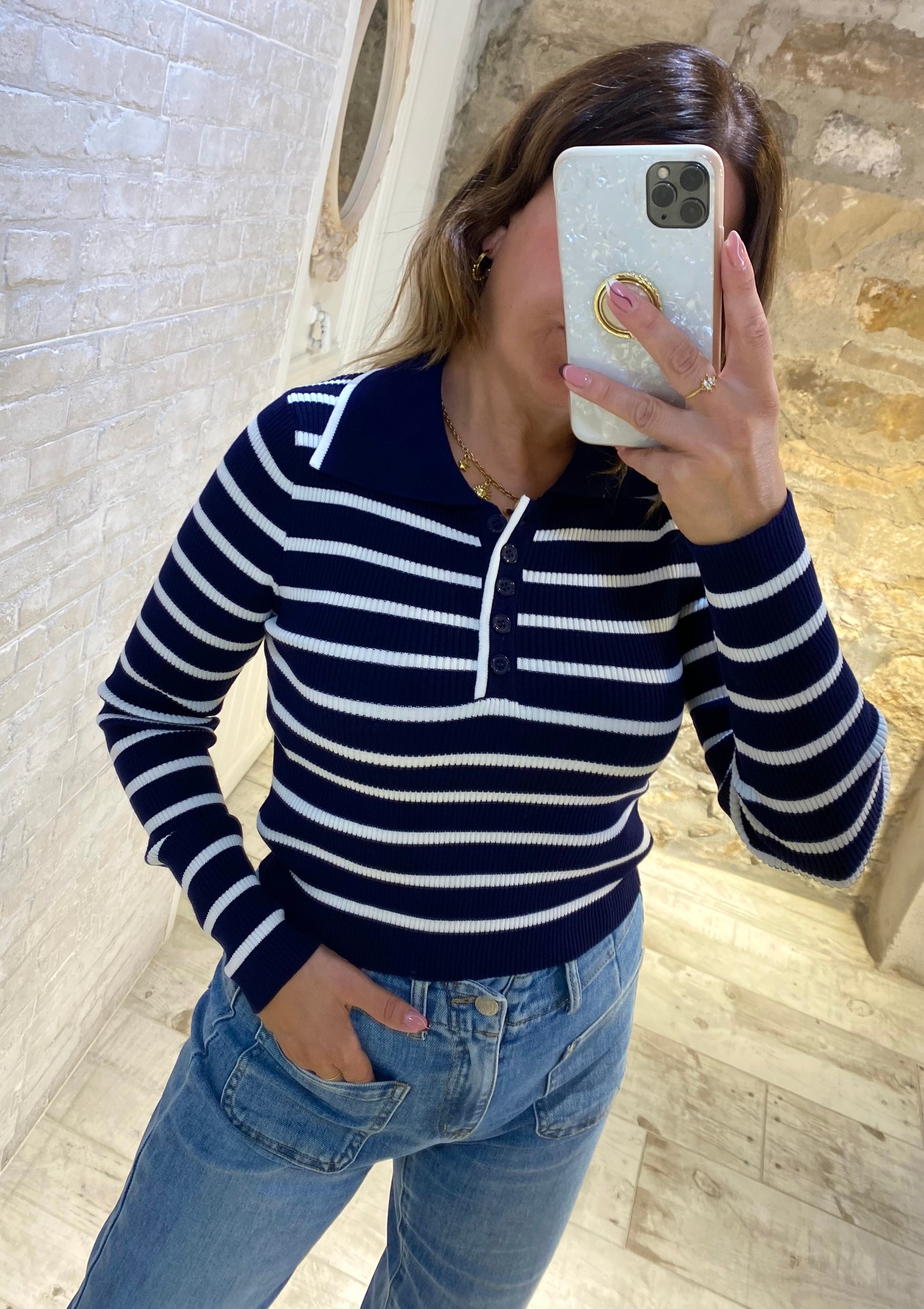 Jersey Polo Rayas Azul - Veronique