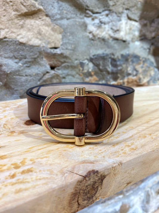 Cinturón Chocolate Hebilla redonda - Veronique