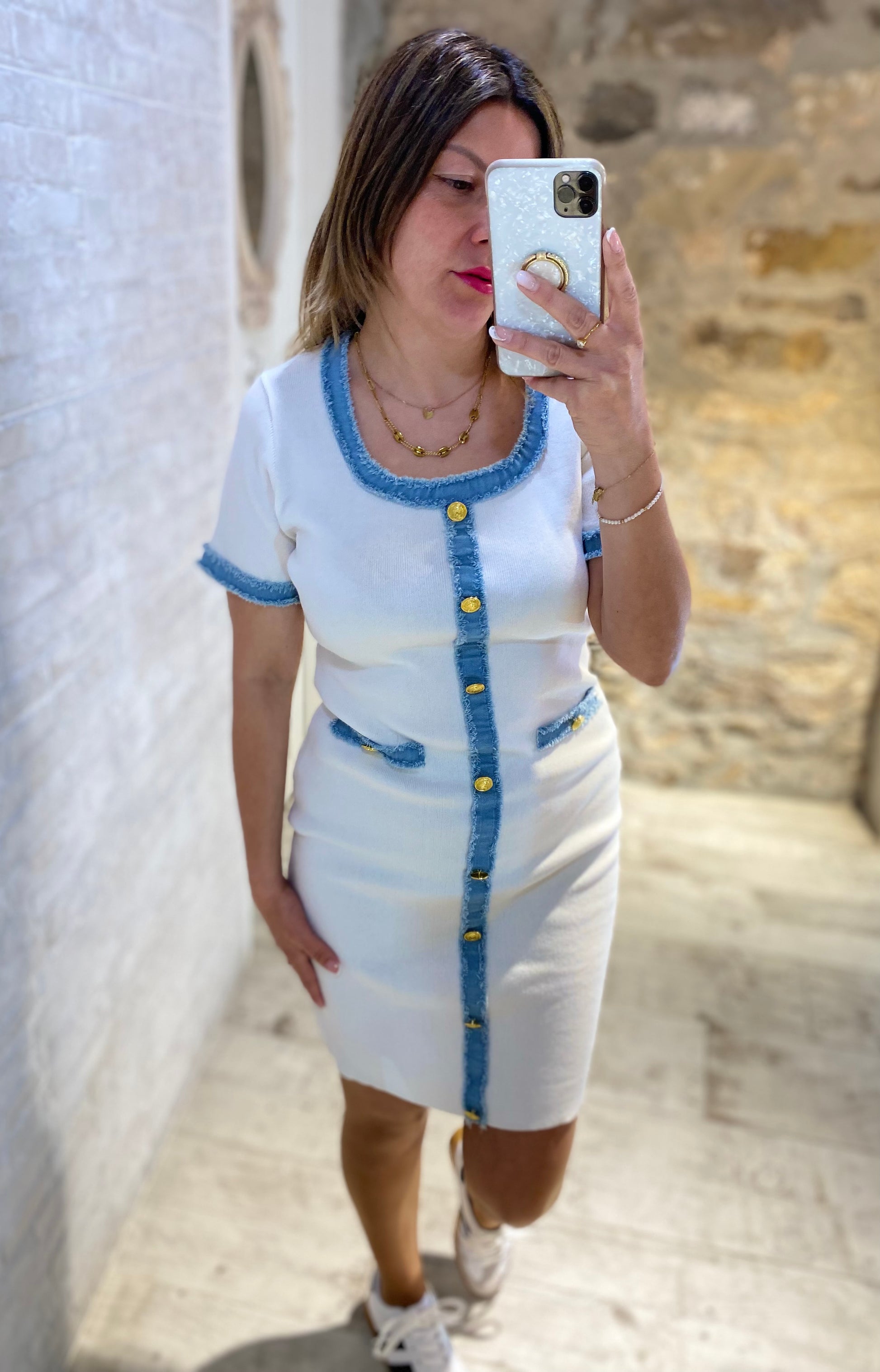 Vestido Detalles Denim - Veronique