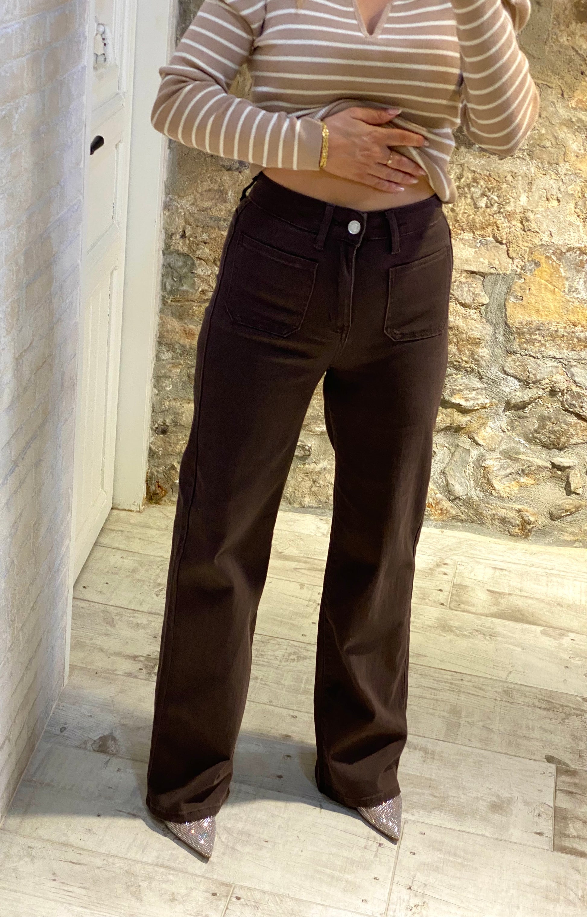 Pantalón Chocolte Bolsillos cuadrado - Veronique