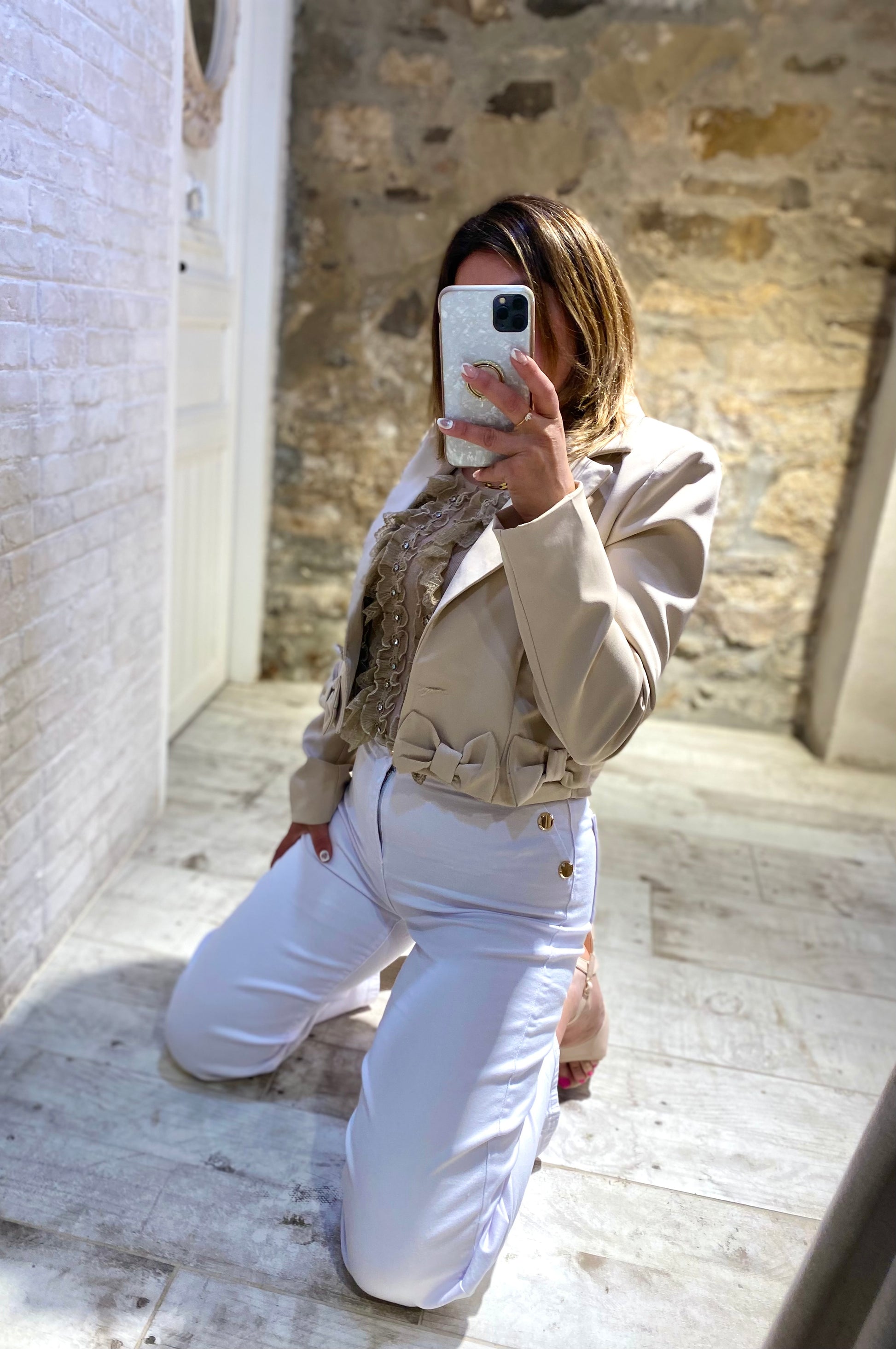 Pantalón Blanco 6 botones dorados - Veronique