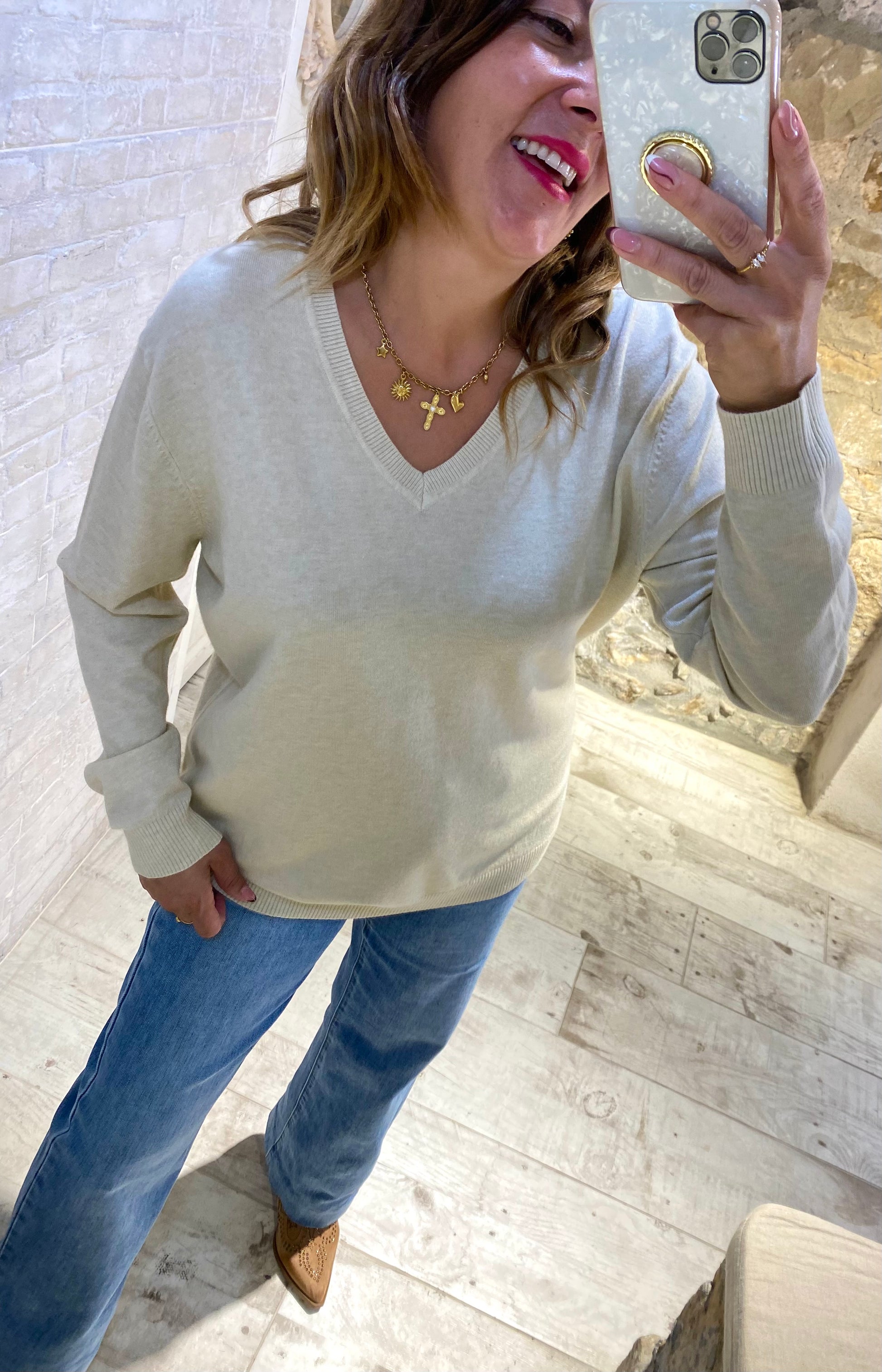 Jersey Blanco Roto Liso - Veronique