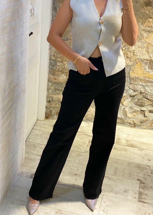 Pantalón Negro 2Bolsillos cuadrados - Veronique