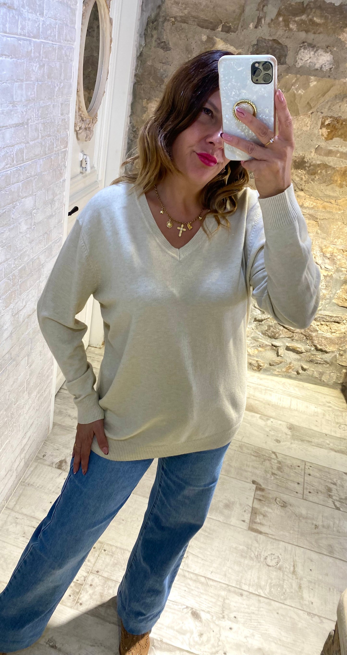 Jersey Blanco Roto Liso - Veronique