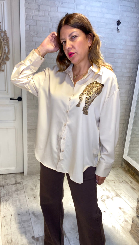 Camisa Beige Tigre - Veronique