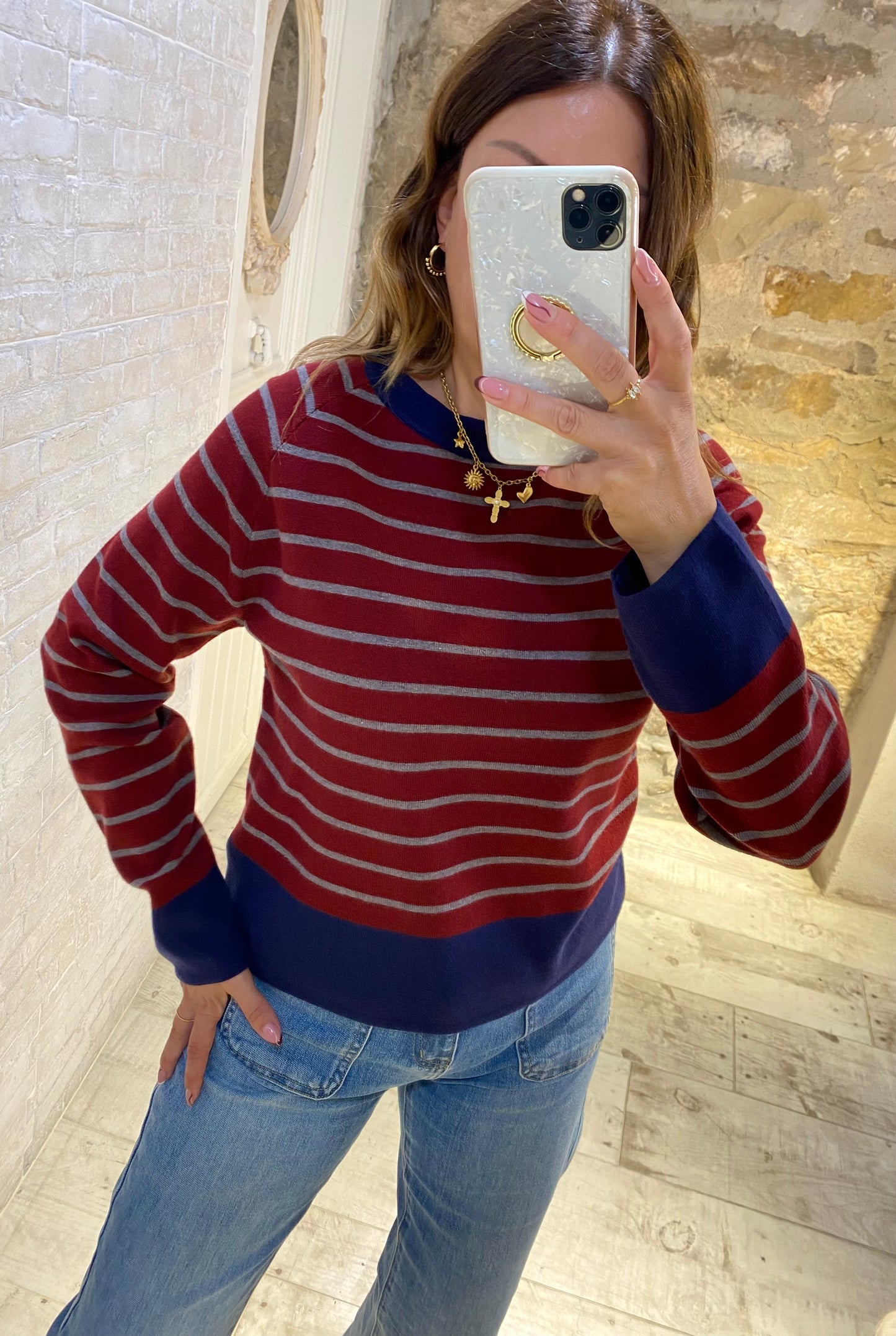 Jersey de Rayas Burdeos - Veronique