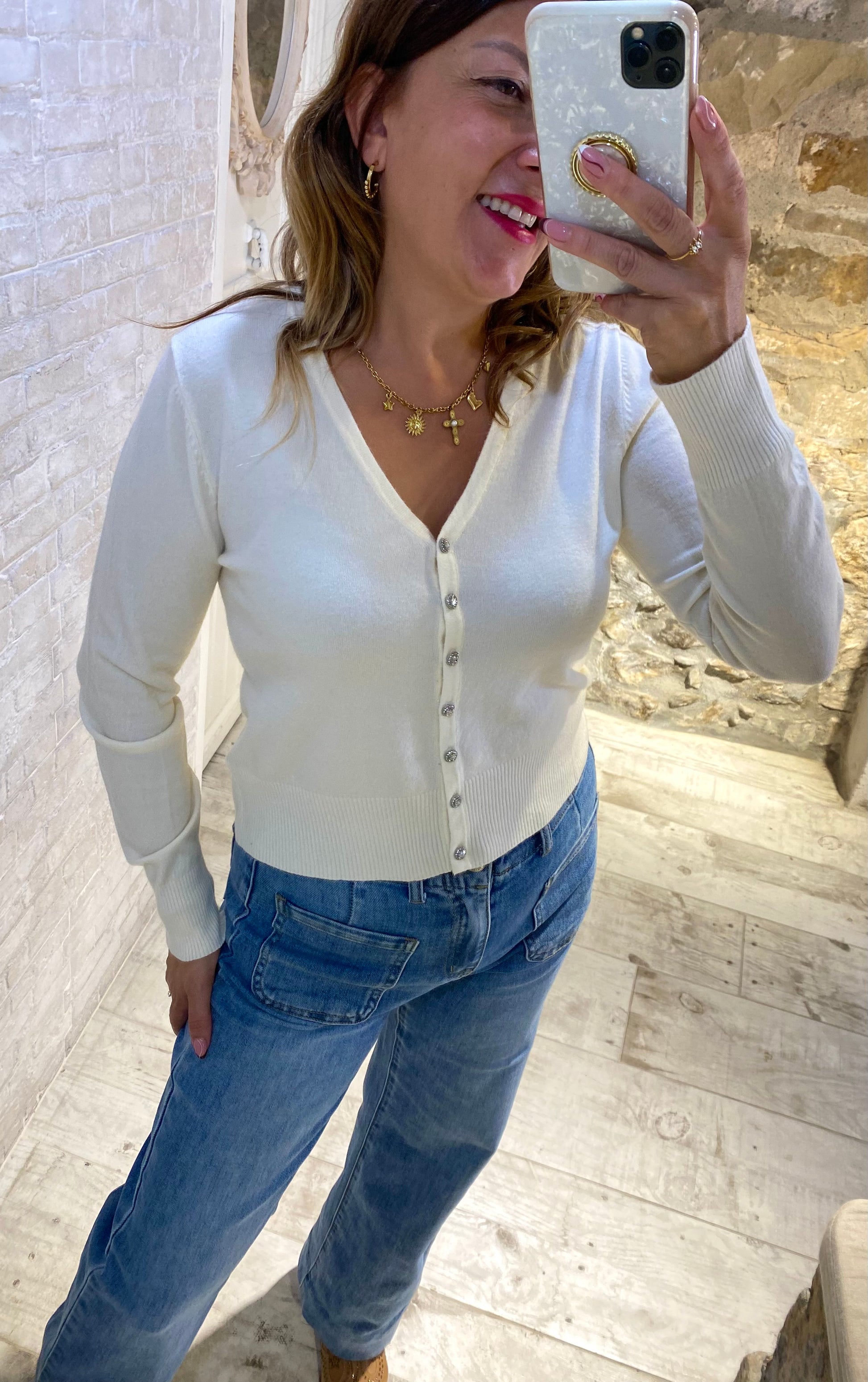 Rebeca Blanca botones joya - Veronique