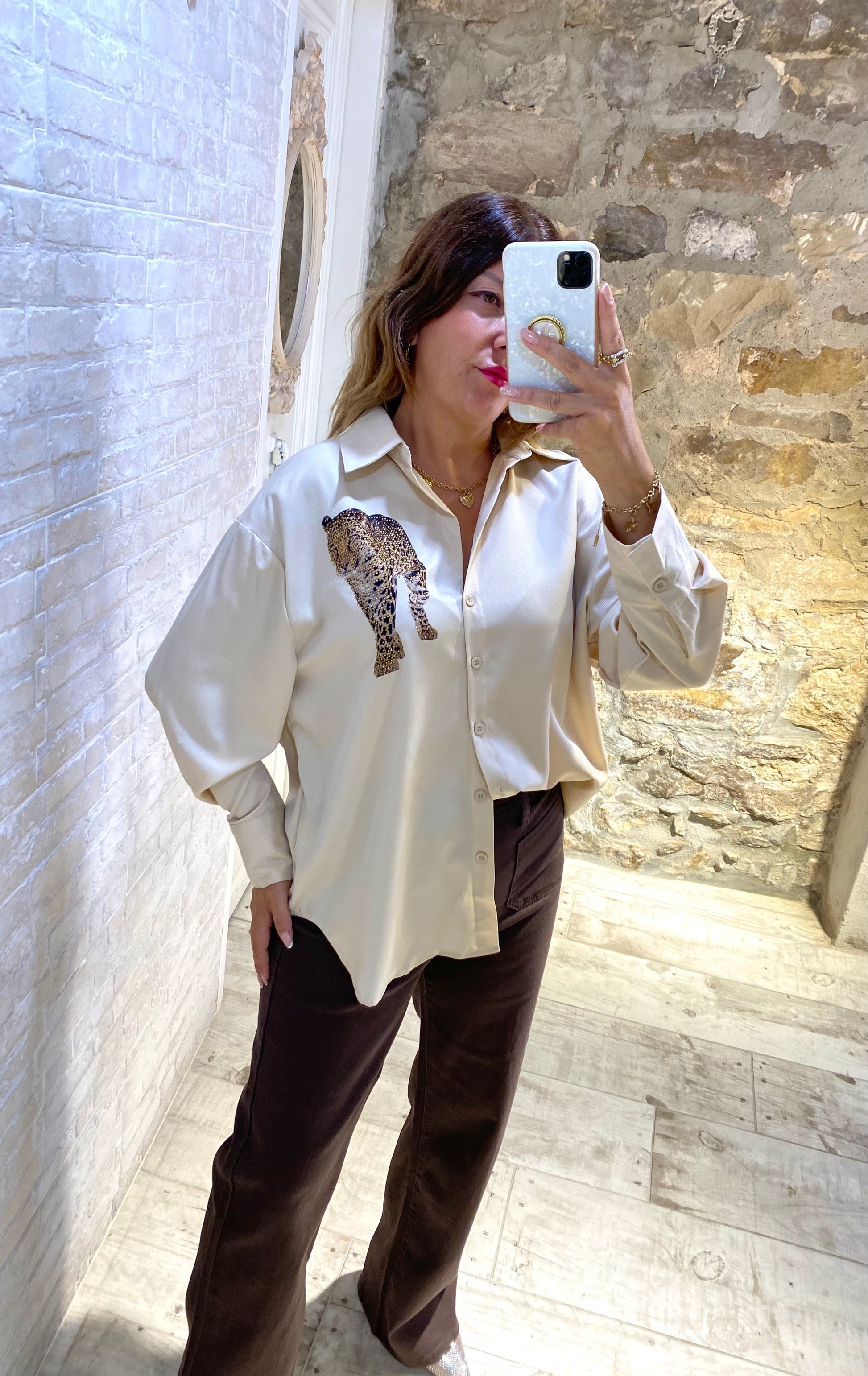 Camisa Beige Tigre - Veronique