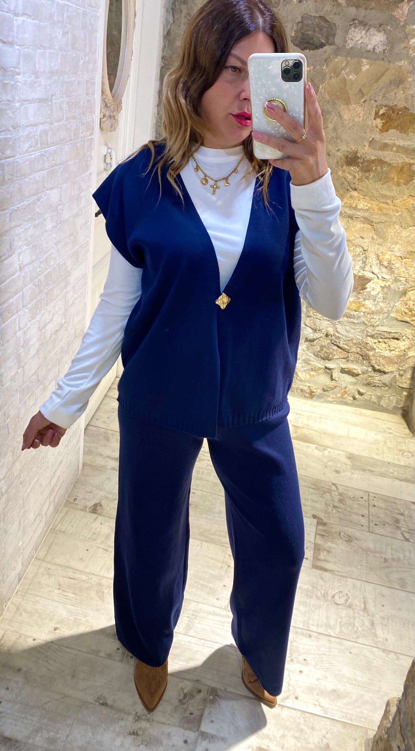 Conjunto Azul , chaleco 3 piezas - Veronique