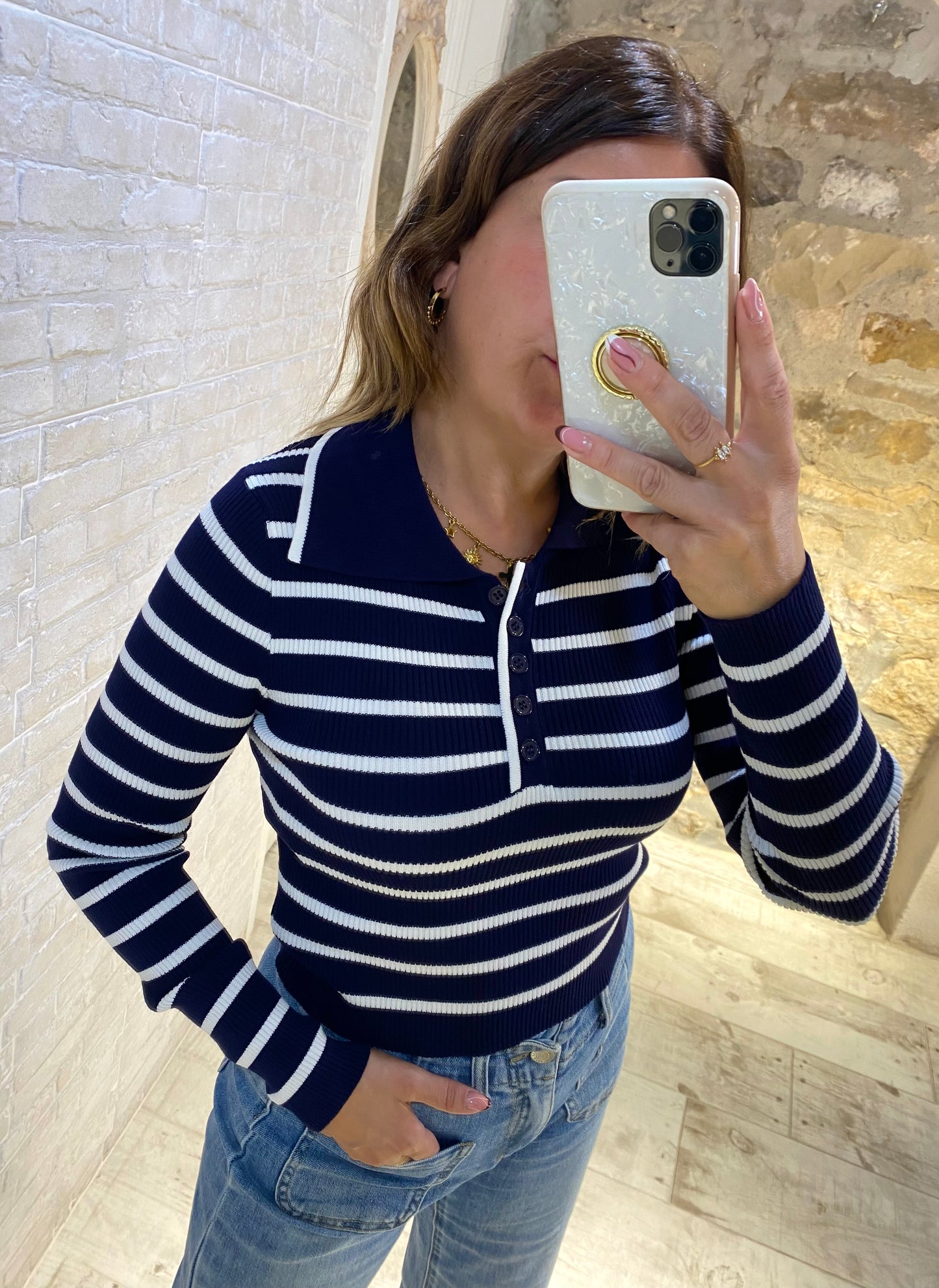 Jersey Polo Rayas Azul - Veronique