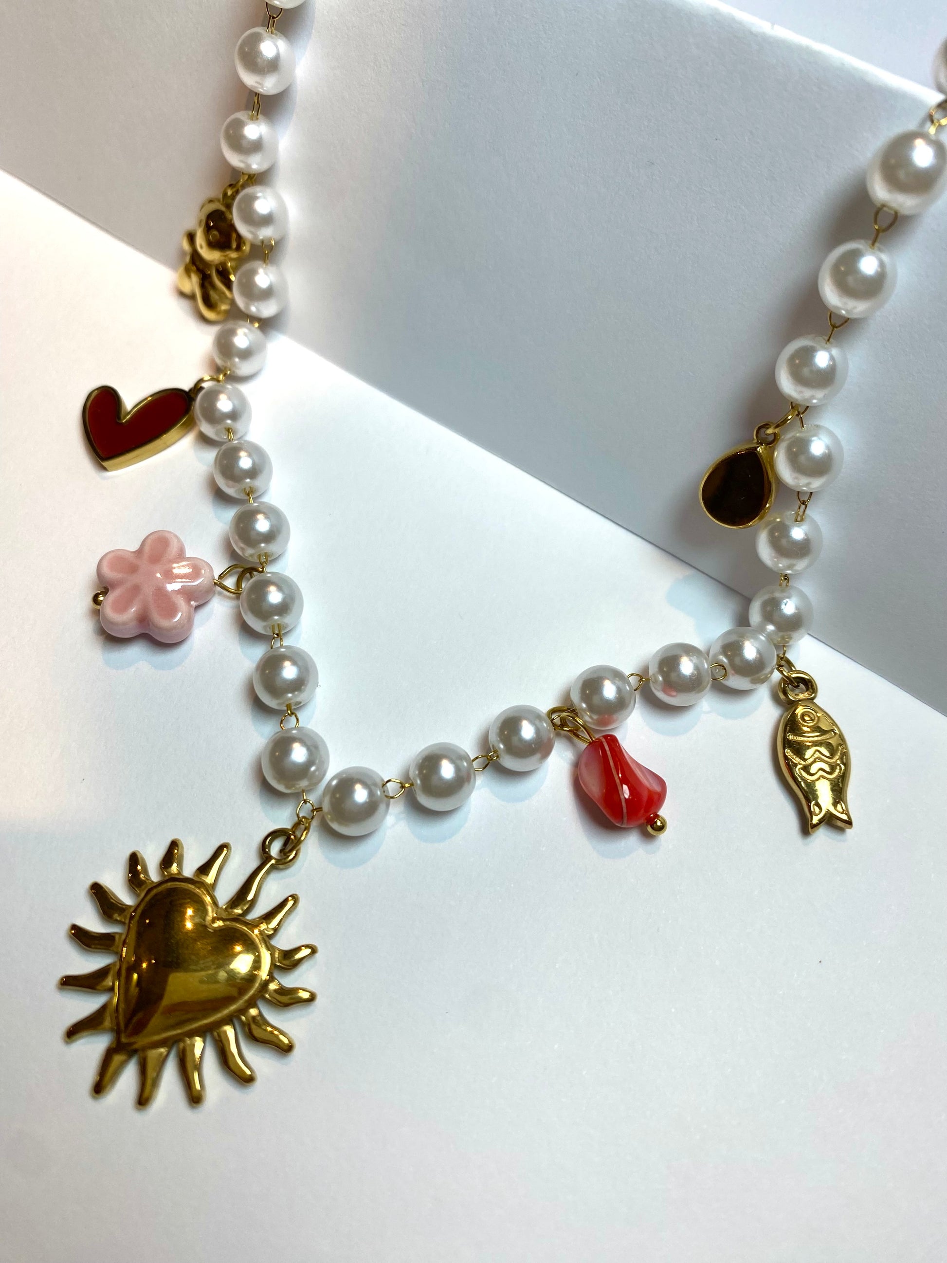 Collar Perlas, sol, peces, osito, flor - Veronique